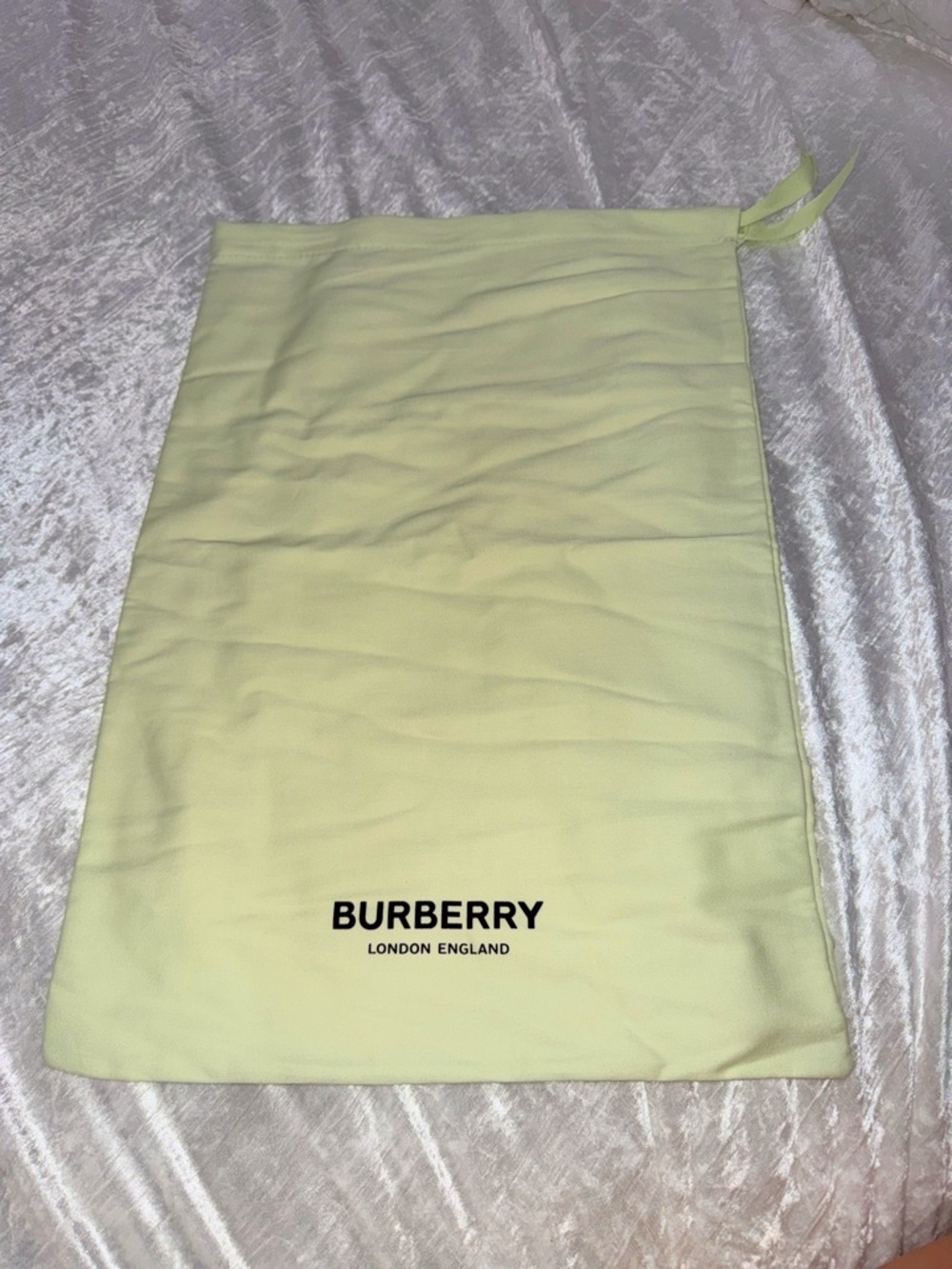 Burberry Pale Yellow Drawstring Dust Bag with Black Logo 15X22